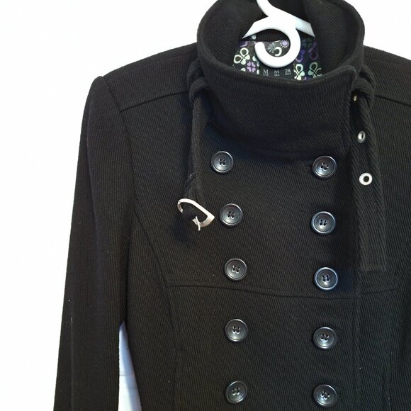 Zara TRF black wool blend jacket with cute floral lining - Picture 7 of 17